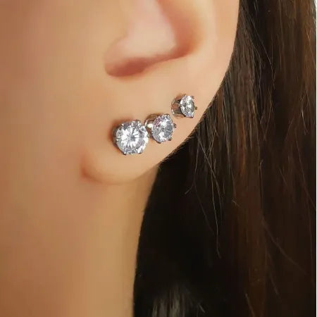 TRIO EARRINGS PLATED WHITE RHODIUM