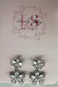 DOUBLE-DROP FLOWER EARRING W/ STONES