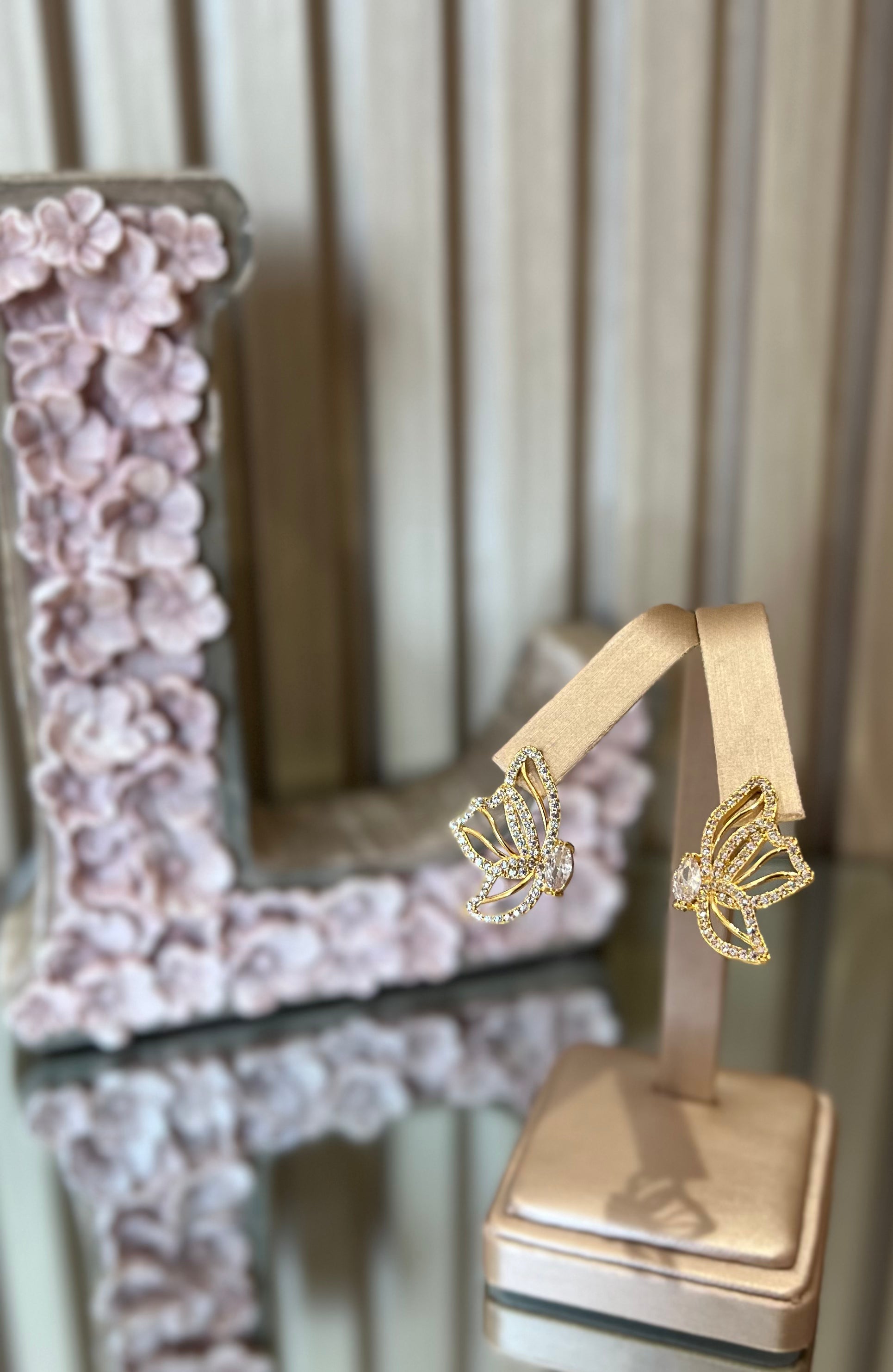 BUTTERFLY STUD ZIRCONIA EARRINGS
