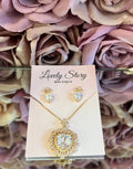 Halo Heart Studded Necklace Set