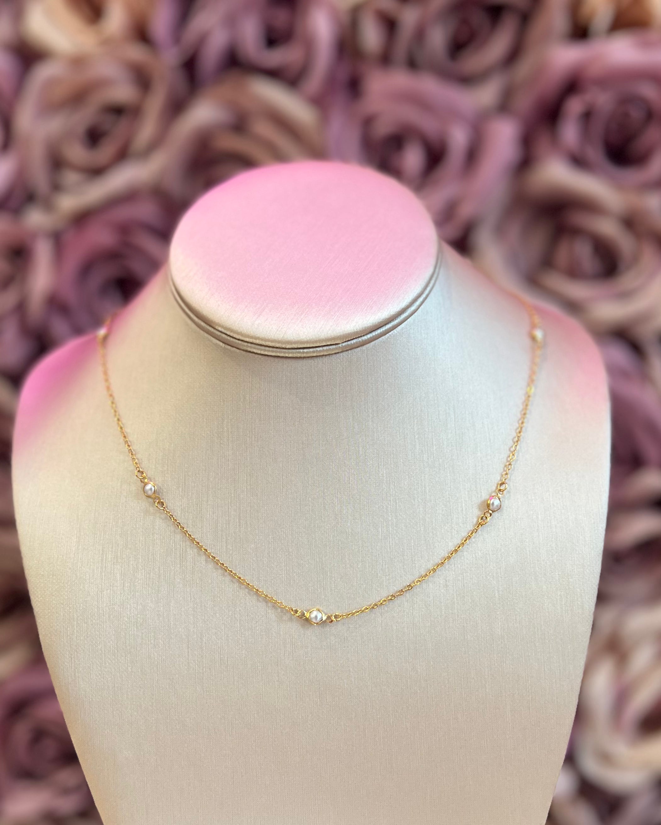 Gold Pearl Bead Necklace