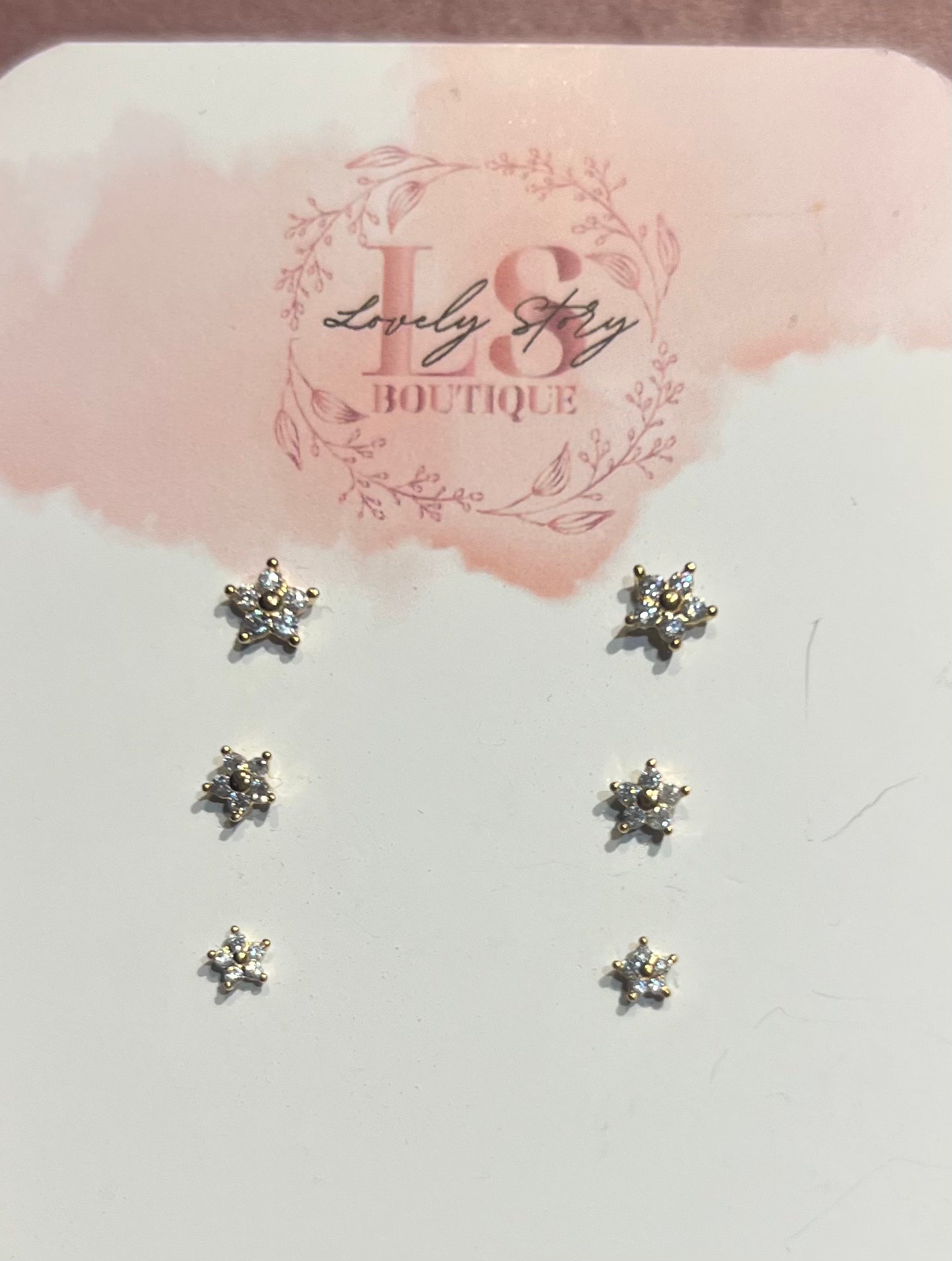 “TRIO” GOLD DIAMOND ZIRCONIA EARRING SET