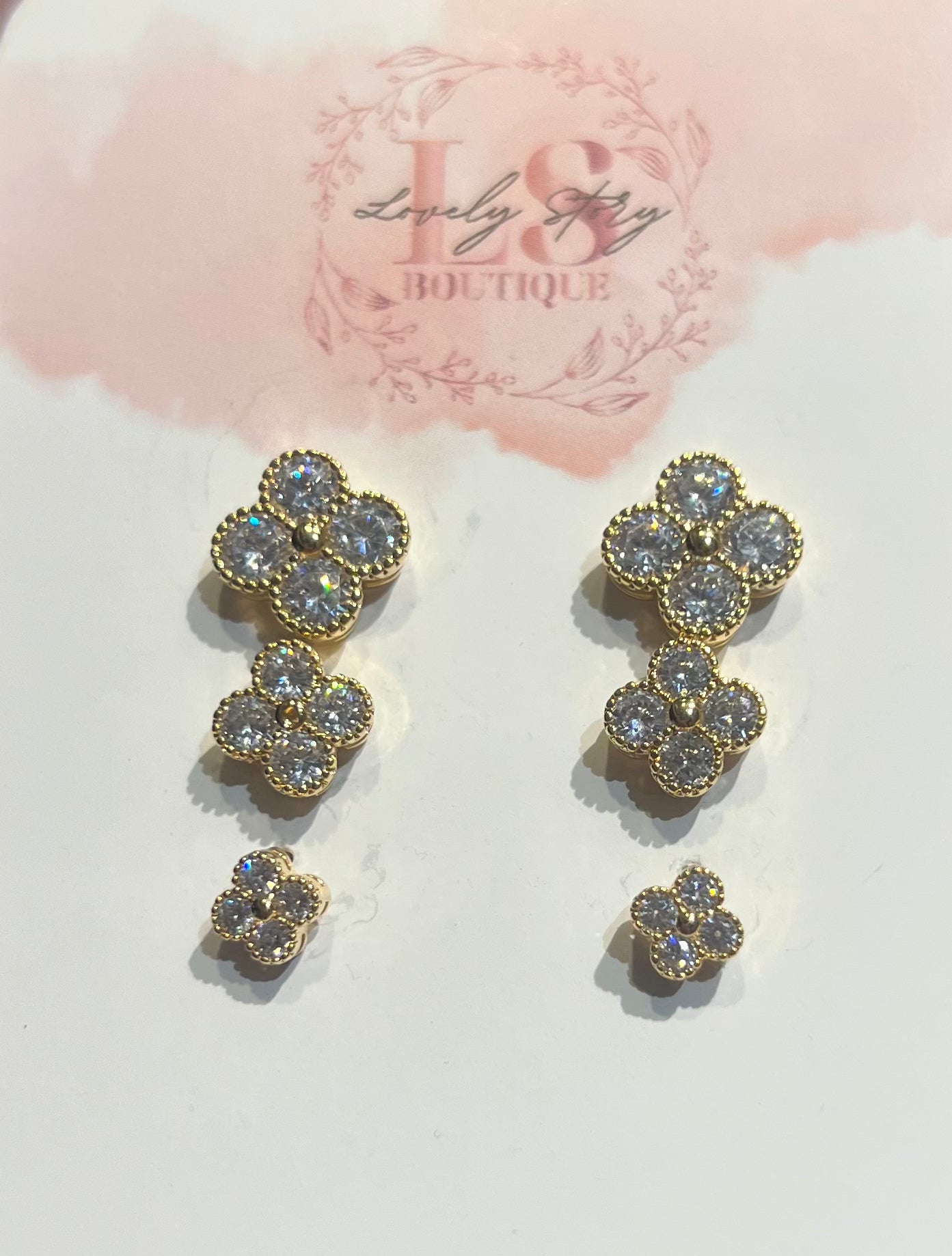 “TRIO” GOLD DIAMOND ZIRCONIA EARRING SET