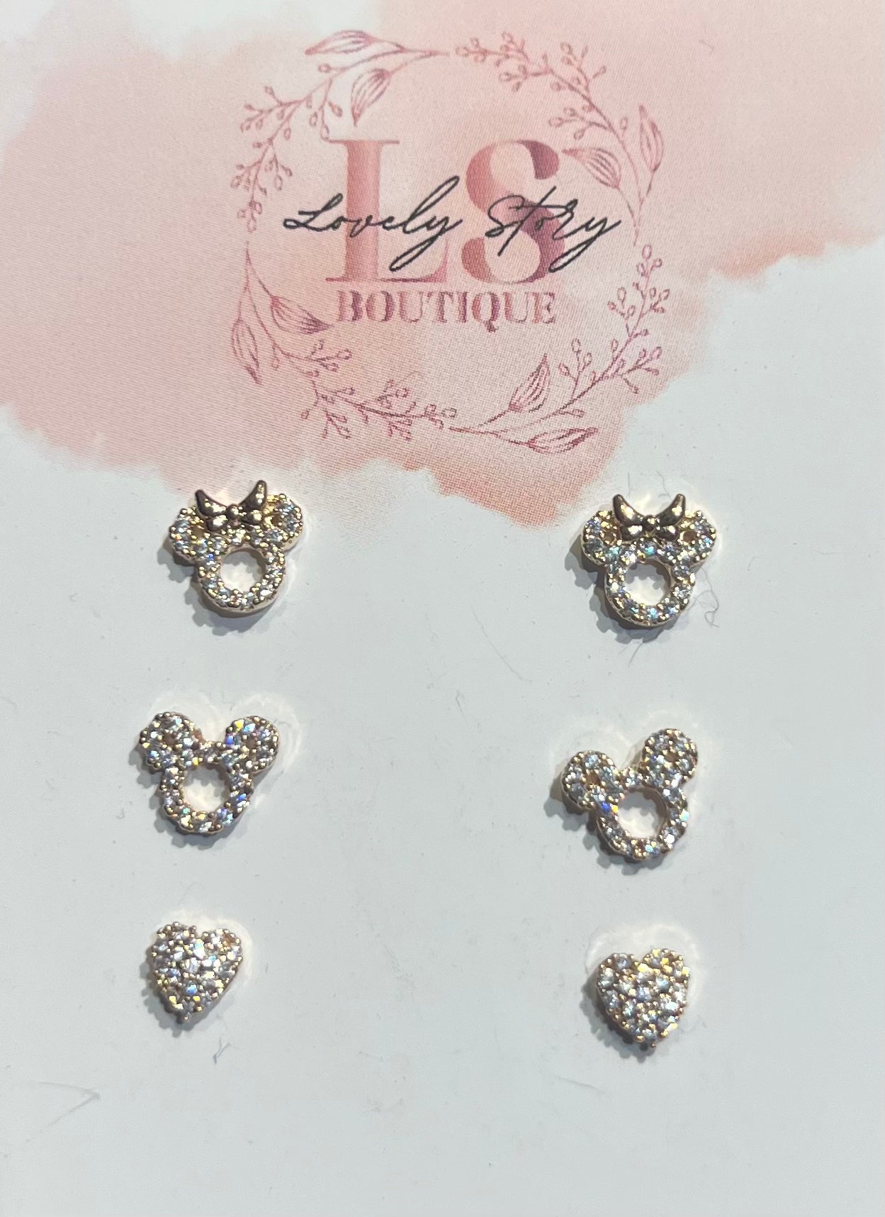 “TRIO” GOLD DIAMOND ZIRCONIA EARRING SET