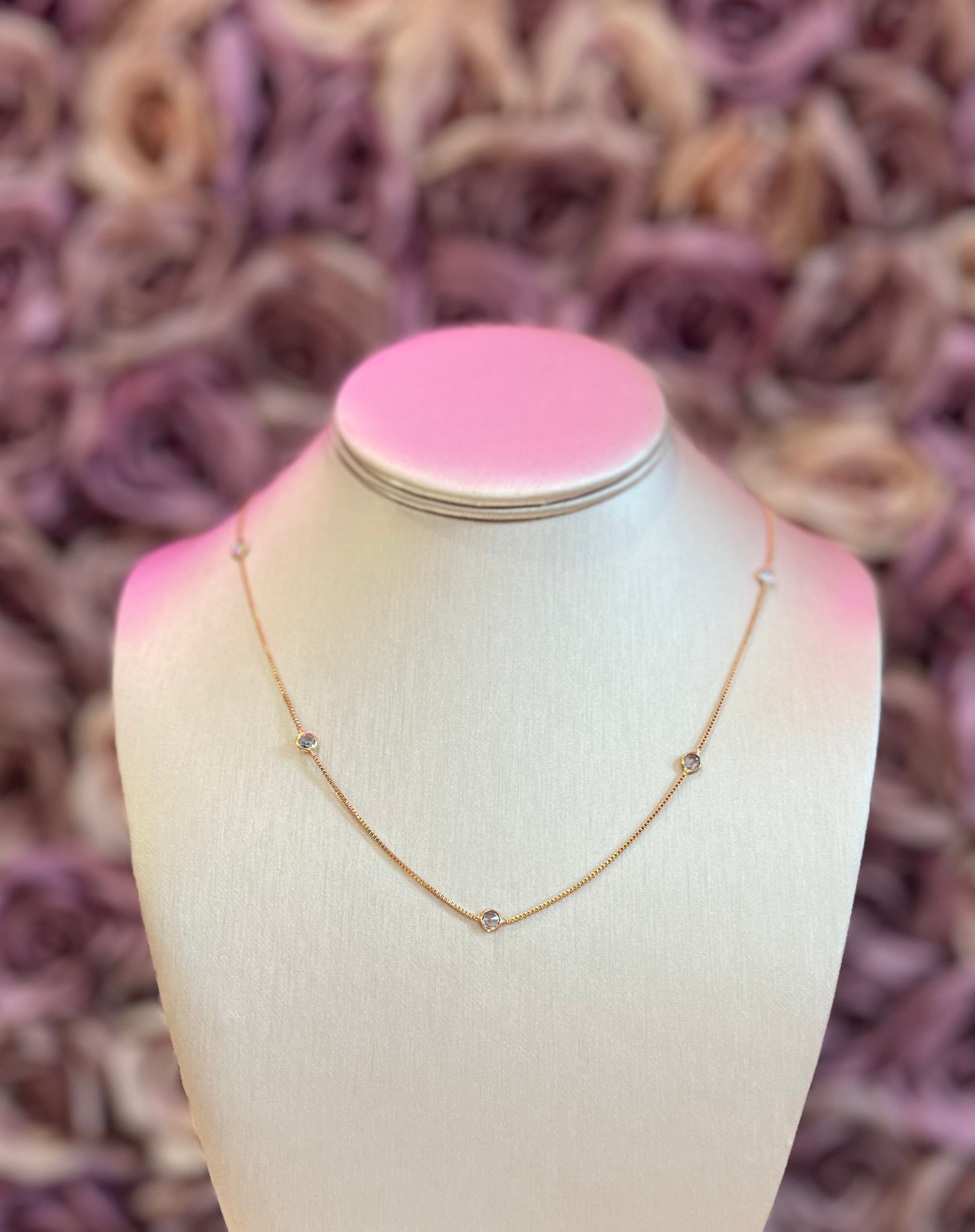 Gold Bead Station Necklace