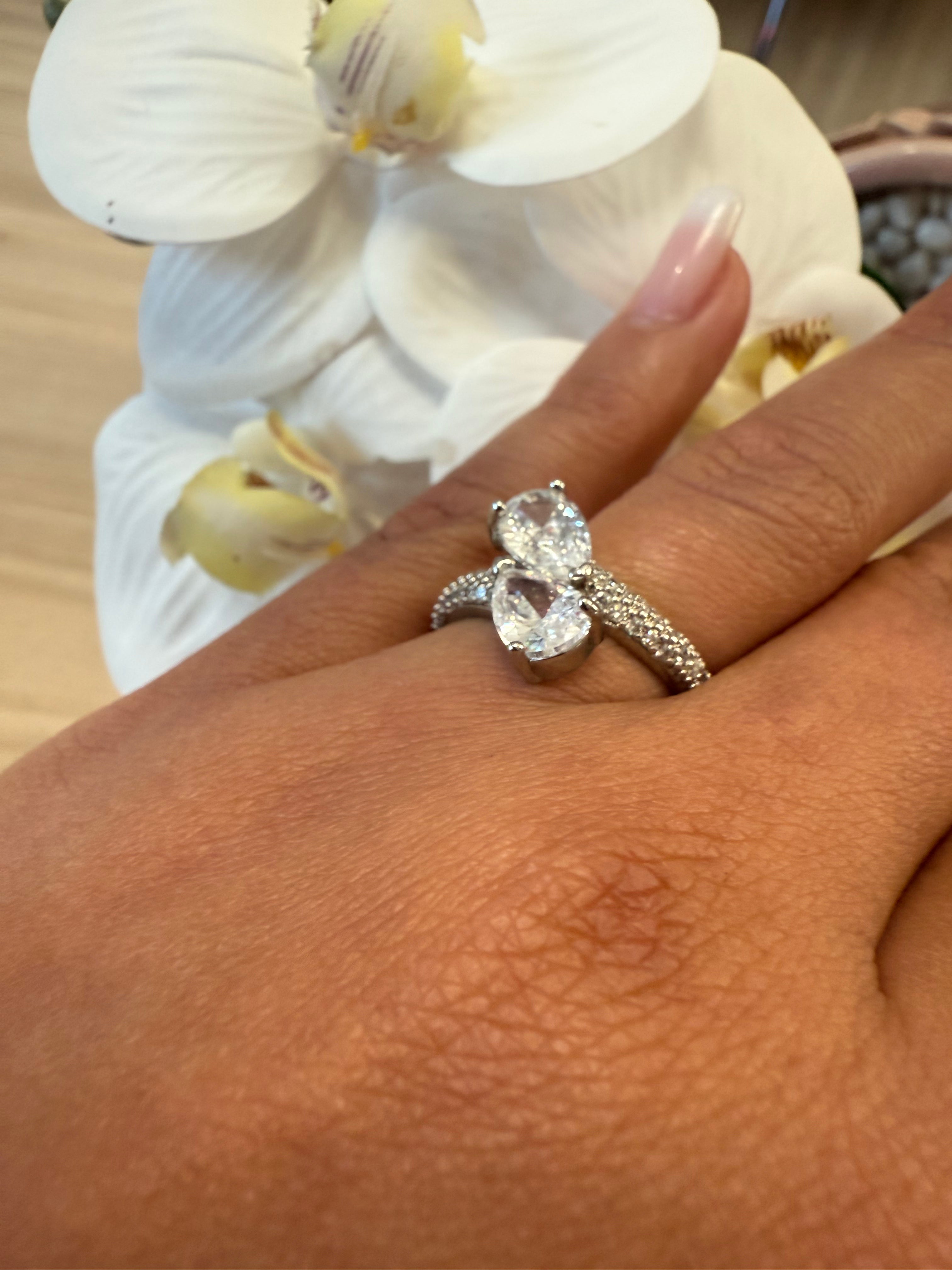 TWO-DROP ZIRCONIA RING