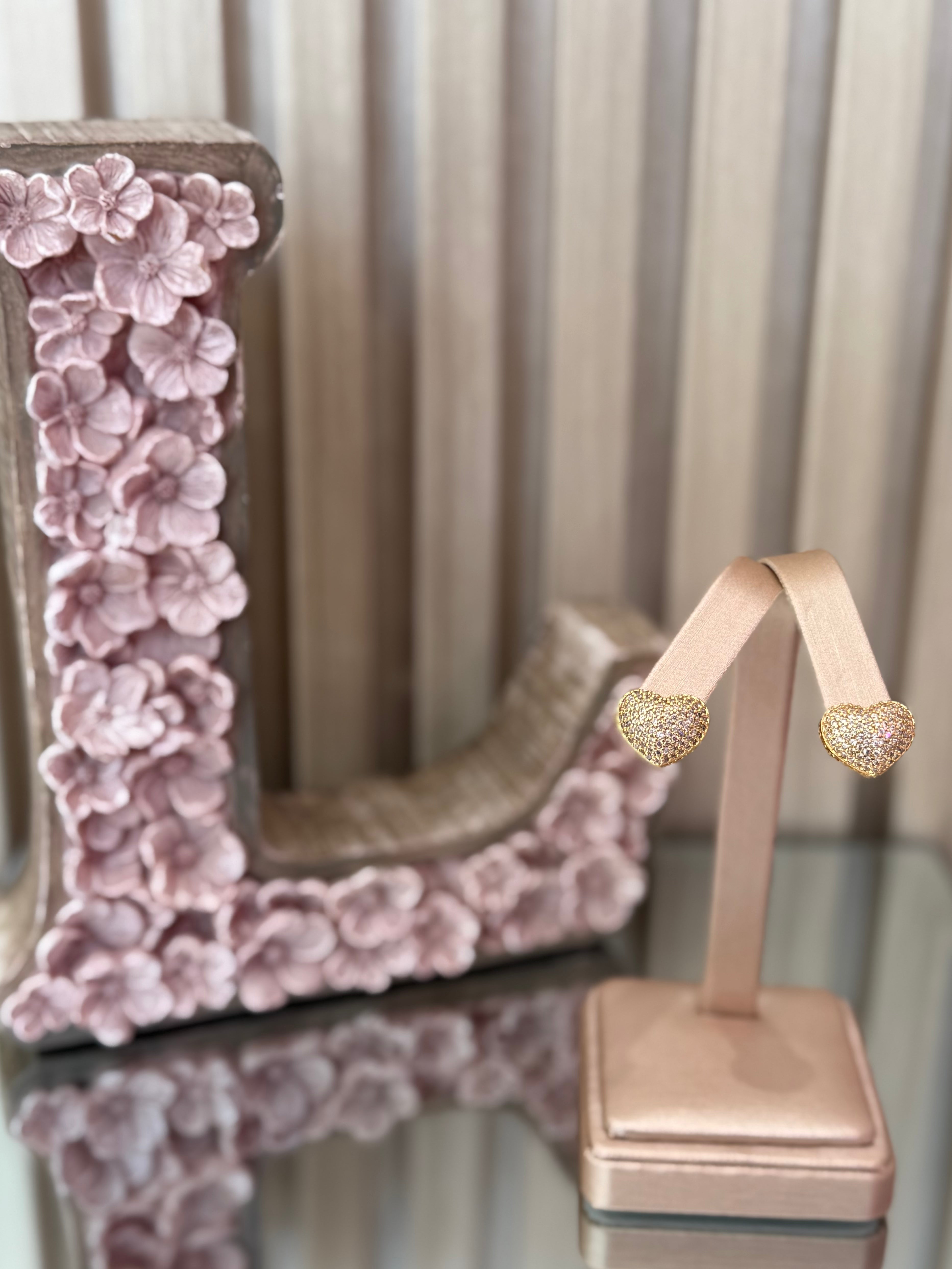 Gold Heart Stud Earrings