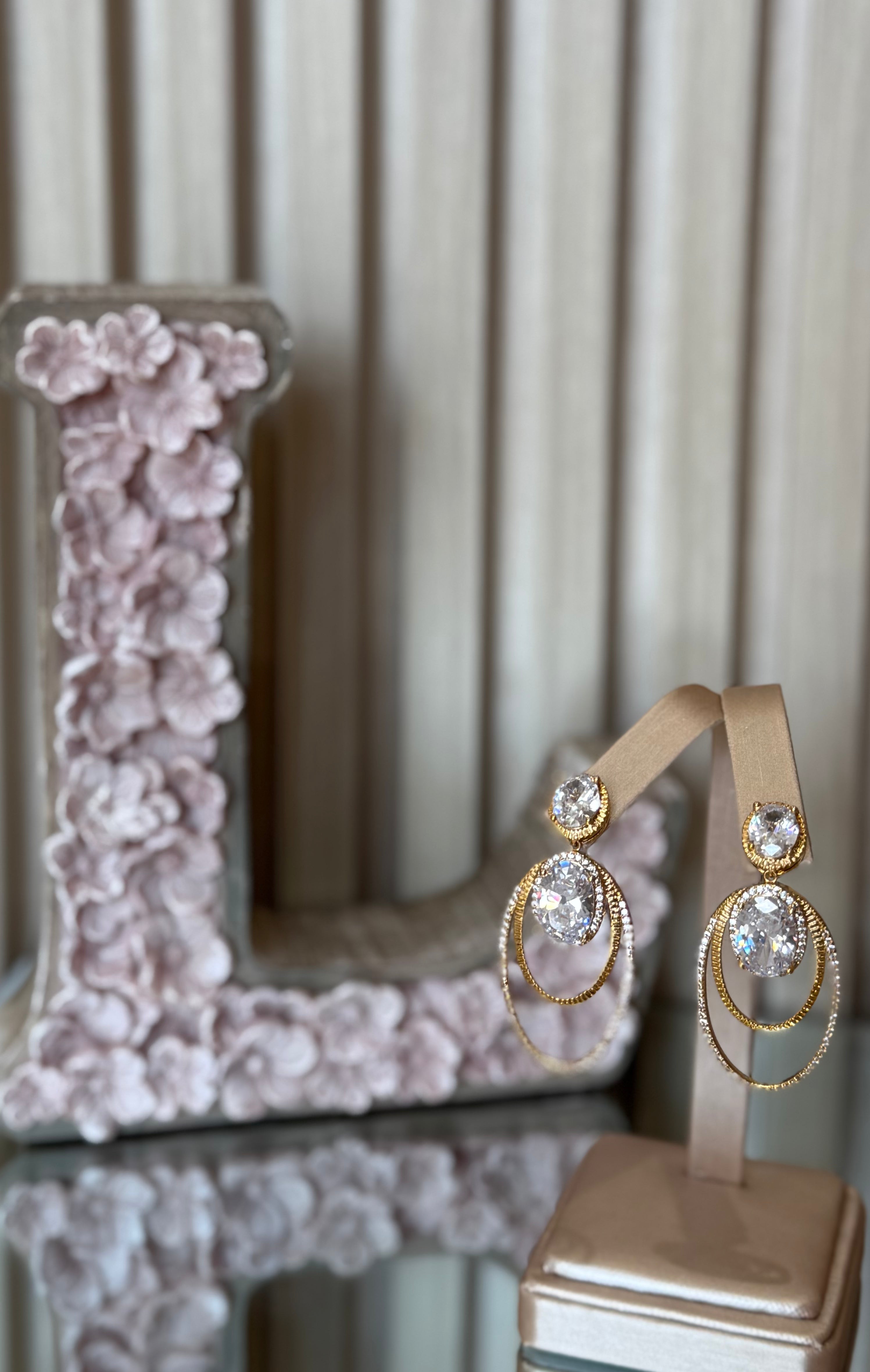 LARGE VINTAGE CRYSTAL TEARDROP EARRINGS