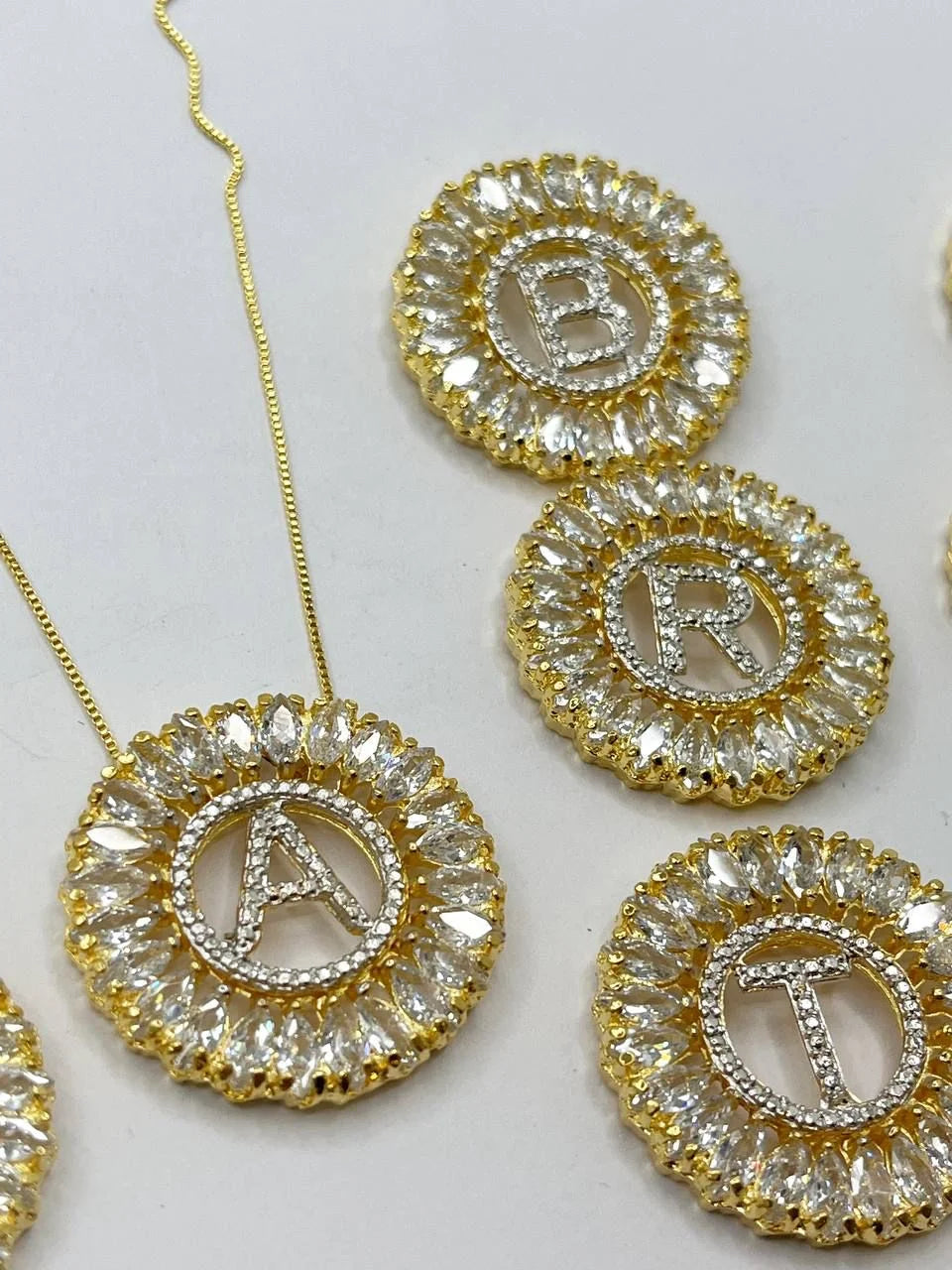 ENGRAVED INITIAL LETTER PENDANT WITH ZIRCONIA