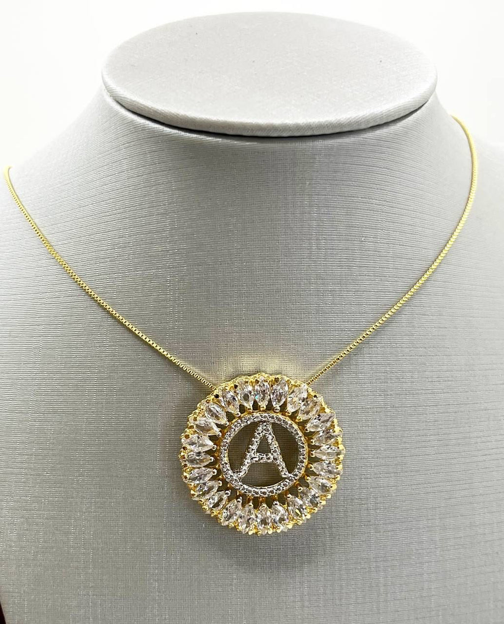 ENGRAVED INITIAL LETTER PENDANT WITH ZIRCONIA