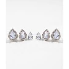 TRIO EARRINGS PLATED WHITE RHODIUM