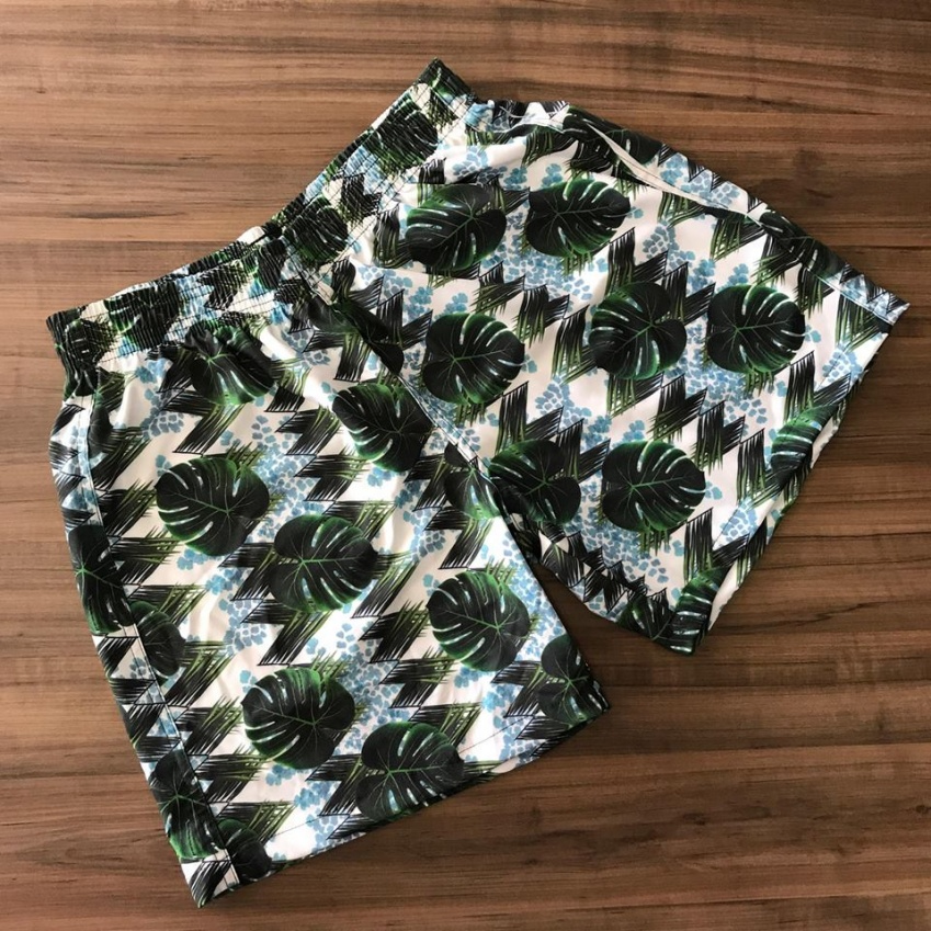 MEN’S SHORT WHITE WITH LEAF GREEN