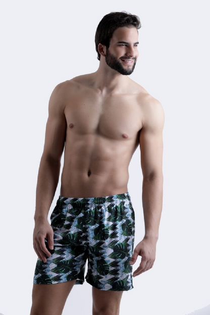 MEN’S SHORT WHITE WITH LEAF GREEN